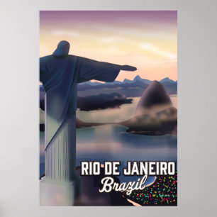 Affiche de voyage à Rio De Janeiro Brésil.
