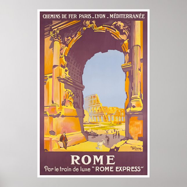 Affiche de voyage à Rome Art romain Impression anc (Devant)