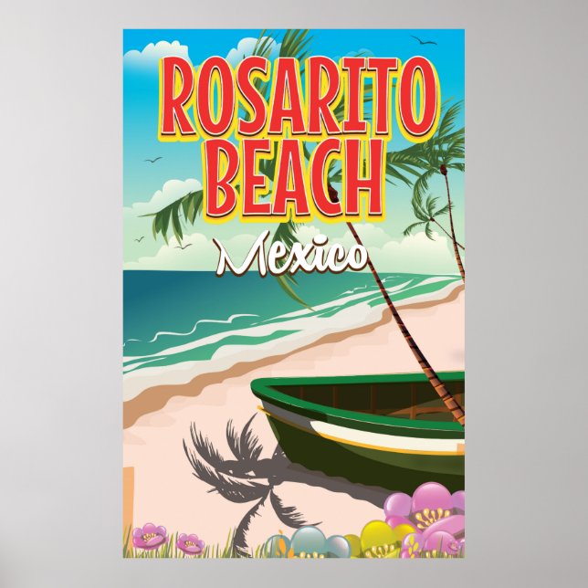 Affiche de voyage à Rosarito Beach au Mexique (Devant)