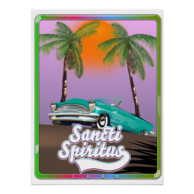 affiche de voyage à Sancti Spiritus Cuba. (Devant)