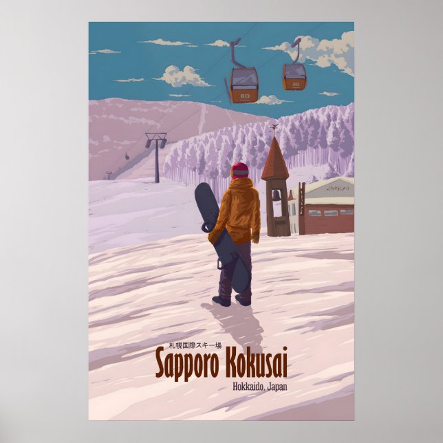 Affiche de voyage à Sapporo Kokusai Japon pour le  (Devant)