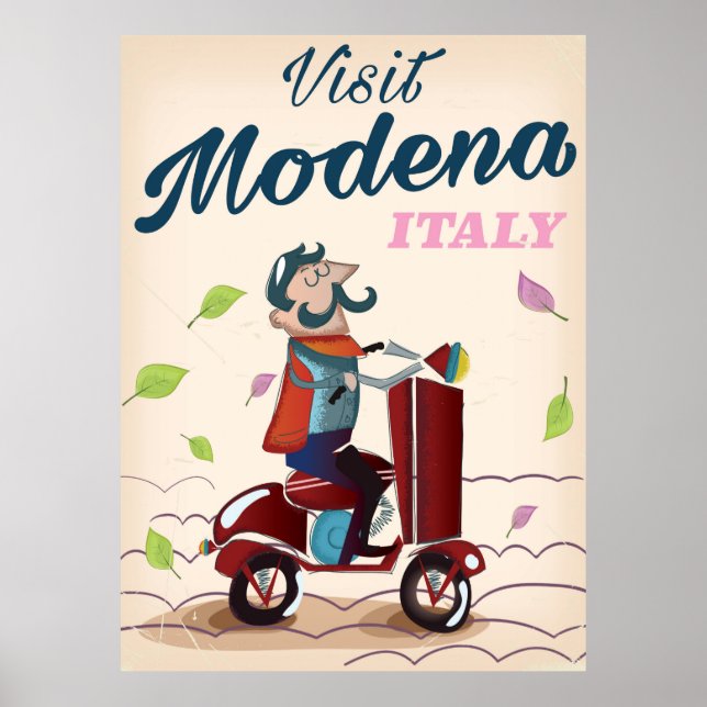 Affiche de voyage à scooter Modena Italie (Devant)