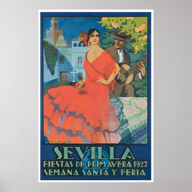 Affiche de voyage à Séville Espagne Cadeau espagno (Devant)