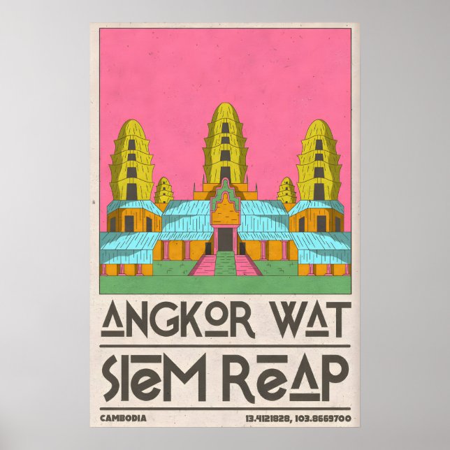 Affiche de voyage à Siem Reap, Art géométrique de  (Devant)