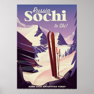 Affiche de voyage à ski à Sotchi Russie