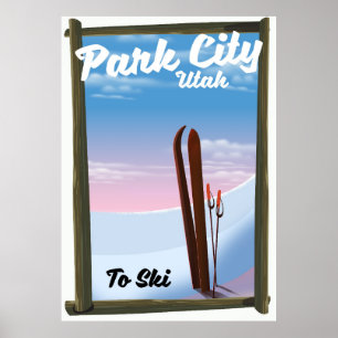 Affiche de voyage à ski Park city Utah