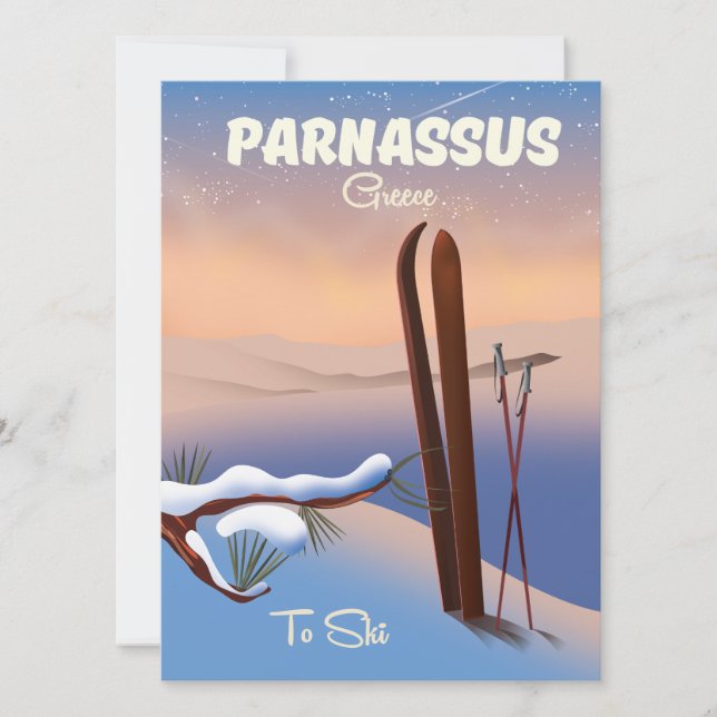 Affiche de voyage à ski Parnasse Grèce (Devant)