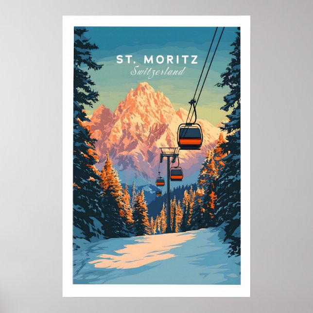 Affiche de voyage à St Moritz - Suisse 1 (Devant)