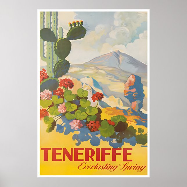 Affiche de voyage à Tenerife Espagne Impression d' (Devant)