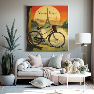Affiche de voyage à vélo, Paris personnalisable
