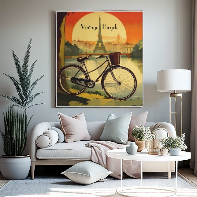 Affiche de voyage à vélo, Paris personnalisable (Créateur téléchargé)