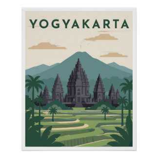 Affiche de voyage à Yogyakarta Indonésie