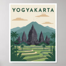 Affiche de voyage à Yogyakarta Indonésie