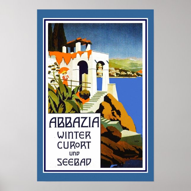 Affiche de voyage Abbazia Vintage Italie (Devant)