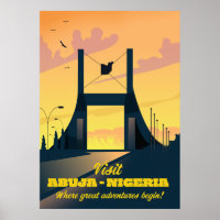 Affiche de voyage Abuja Nigeria City Gate Vintage