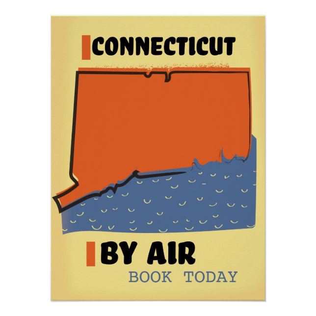 Affiche de voyage aérien du Connecticut (Devant)