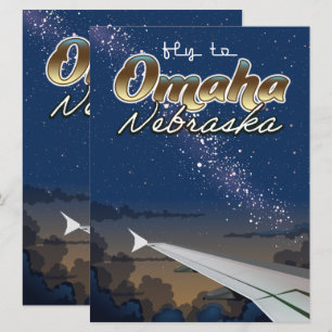 Affiche de voyage aérien vintage Omaha, Nebraska