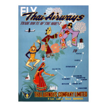Affiche de voyage aérien vintage thaïlandaise rest