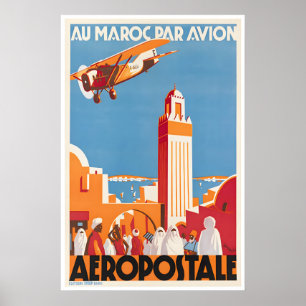 Affiche de voyage Aeropostale Art Maroc Marocain