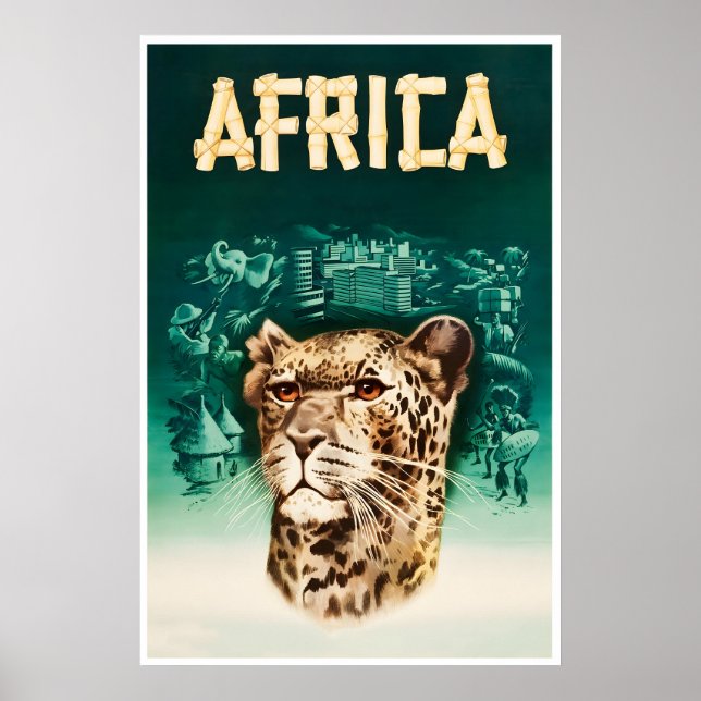 Affiche de voyage Afrique Art africain Impression  (Devant)