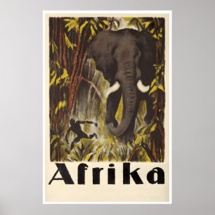 Affiche de voyage Afrique Art africain Jungle Élép