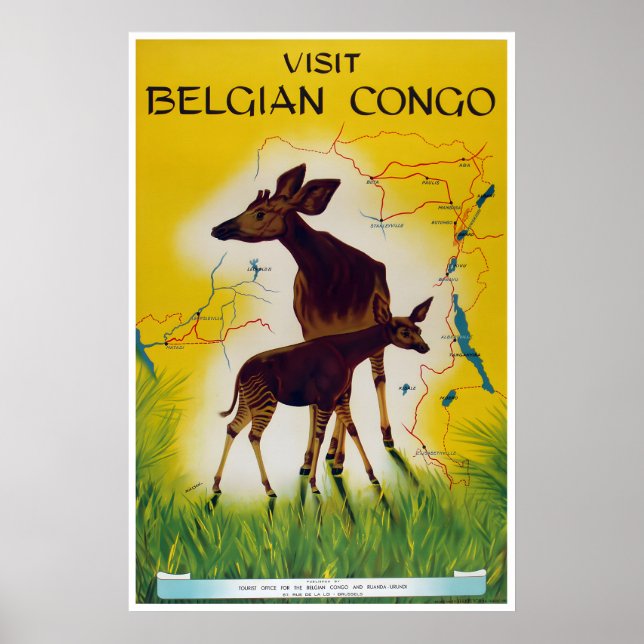 Affiche de voyage Afrique Art Congo Impression afr (Devant)