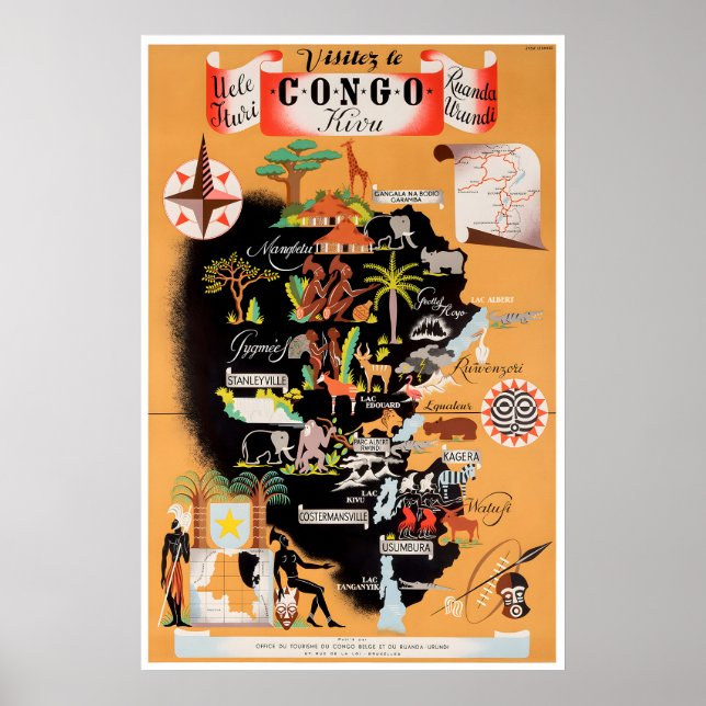 Affiche de voyage Afrique Art Congo Impression de  (Devant)
