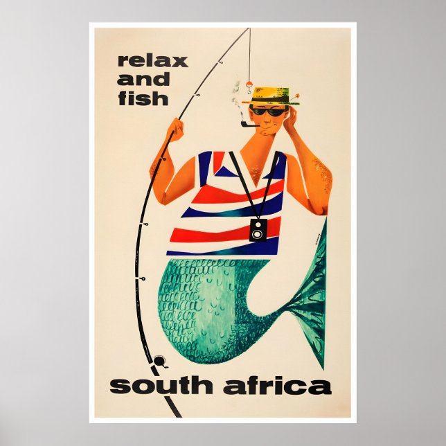 Affiche de voyage Afrique du Sud Art Africain Pêch (Devant)