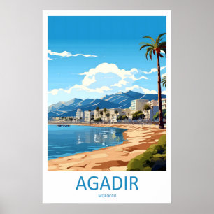 Affiche de voyage Agadir Maroc Vintage Ski Nationa