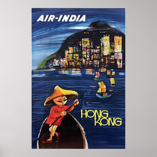 Affiche de voyage Air-Inde Peinture chinoise Art d
