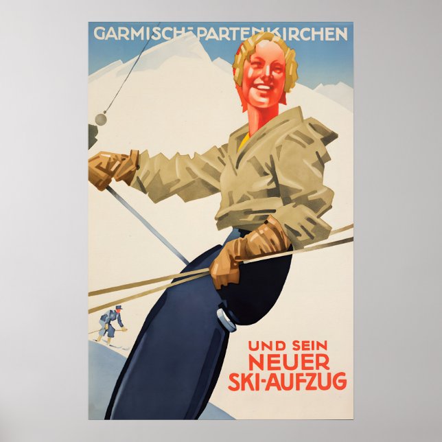 Affiche de voyage Allemagne Ski Skiing (Devant)