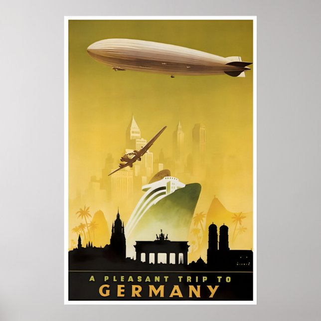Affiche de voyage Allemagne Zeppelin Impression d' (Devant)