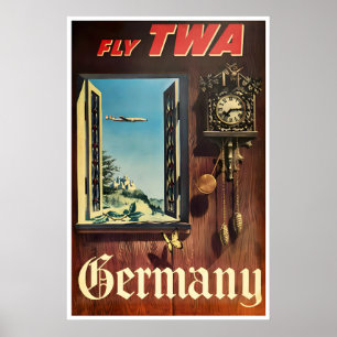 Affiche de voyage allemande allemande TWA Impressi