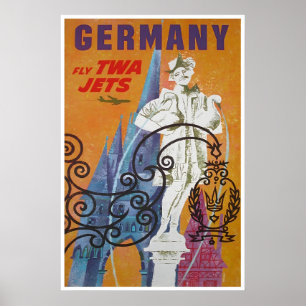 Affiche de voyage allemande TWA Impression d'art A
