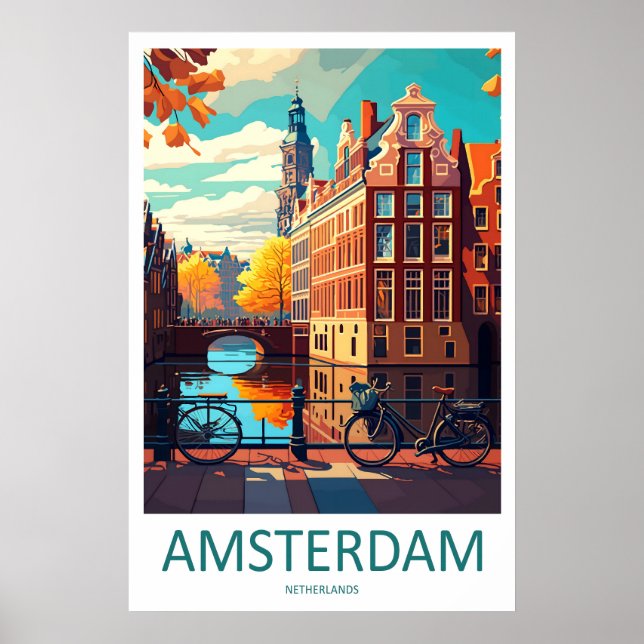 Affiche de voyage Amsterdam Pays-Bas Parc National (Devant)