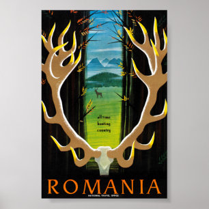 Affiche de voyage ancienne de Roumanie restaurée