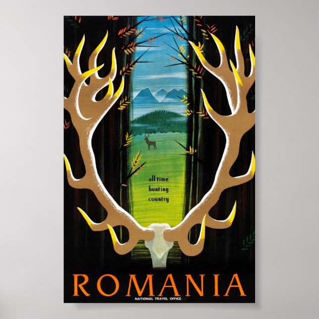 Affiche de voyage ancienne de Roumanie restaurée (Devant)