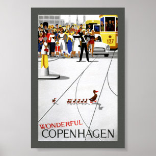 Affiche de voyage ancienne restaurée de Copenhague