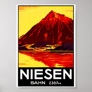 Affiche de voyage ancienne restaurée Niesen Suisse