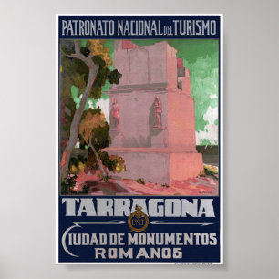Affiche de voyage ancienne restaurée Tarragona Esp