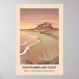 Affiche de voyage AONB Côte de Northumberland