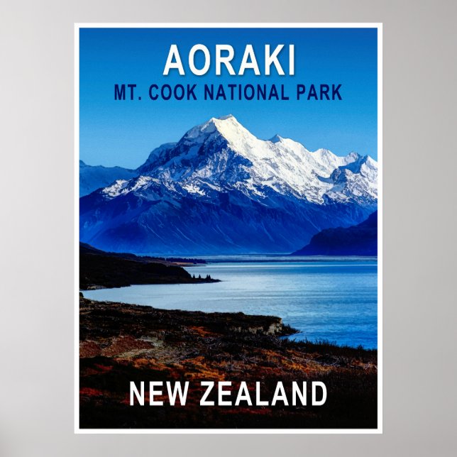 Affiche de voyage Aoraki Nouvelle-Zélande (Devant)