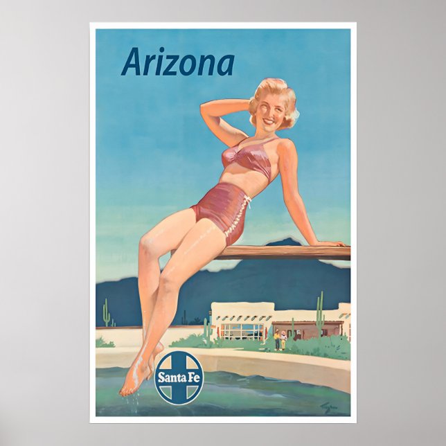 Affiche de voyage Art Santa Fe Arizona Piscine (Devant)