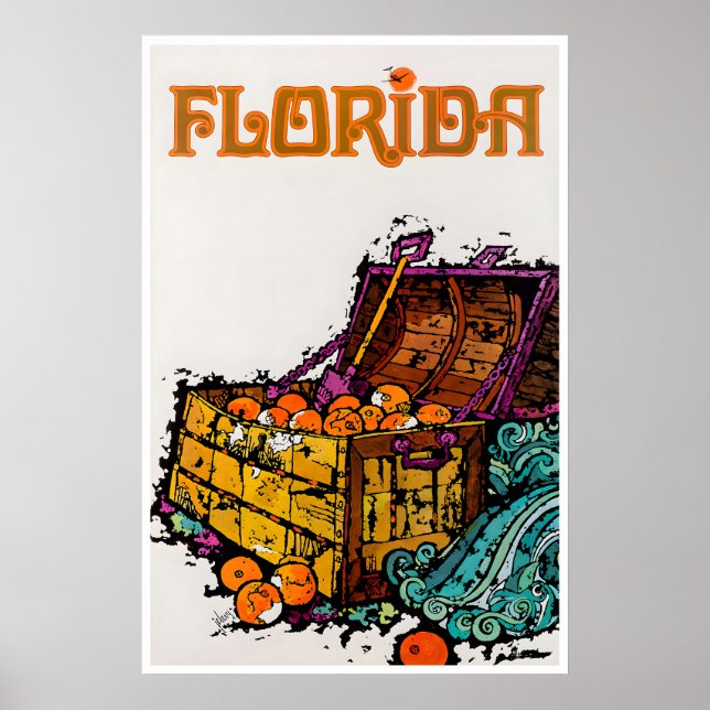 Affiche de voyage artistique de Floride Impression (Devant)