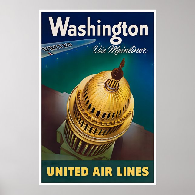Affiche de voyage artistique de Washington DC Impr (Devant)