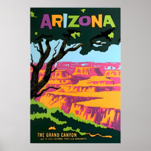 Affiche de voyage artistique du Grand Canyon Arizo