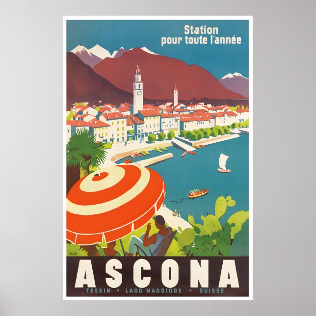 Affiche de voyage Ascona Suisse Art Cadeau suisse (Devant)