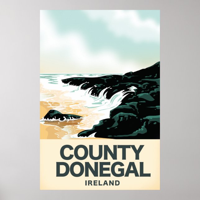 Affiche de voyage au bord de mer du comté de Doneg (Devant)