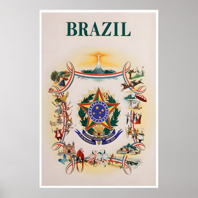 Affiche de voyage au Brésil Impression brésilienne (Devant)