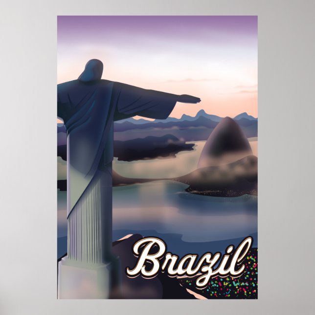 Affiche de voyage au Brésil impression d'art. (Devant)